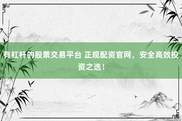 有杠杆的股票交易平台 正规配资官网，安全高效投资之选！