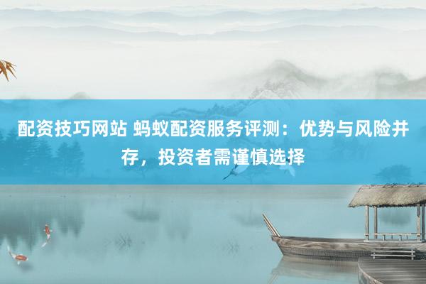 配资技巧网站 蚂蚁配资服务评测：优势与风险并存，投资者需谨慎选择