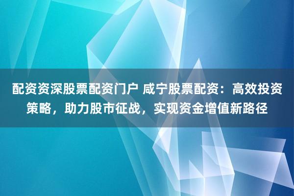 配资资深股票配资门户 咸宁股票配资：高效投资策略，助力股市征战，实现资金增值新路径