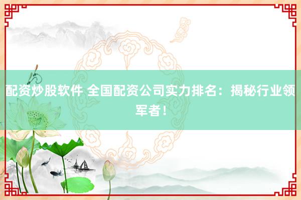 配资炒股软件 全国配资公司实力排名:揭秘行业领军者!
