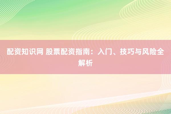 配资知识网 股票配资指南:入门、技巧与风险全解析