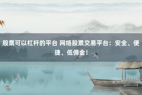 股票可以杠杆的平台 网络股票交易平台:安全、便捷、低佣金!