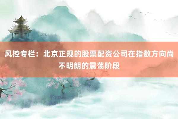 风控专栏：北京正规的股票配资公司在指数方向尚不明朗的震荡阶段