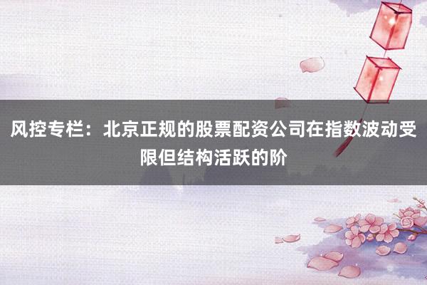 风控专栏：北京正规的股票配资公司在指数波动受限但结构活跃的阶