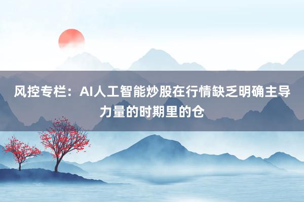 风控专栏：AI人工智能炒股在行情缺乏明确主导力量的时期里的仓