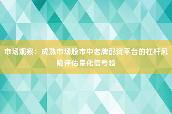 市场观察：成熟市场股市中老牌配资平台的杠杆风险评估量化信号验