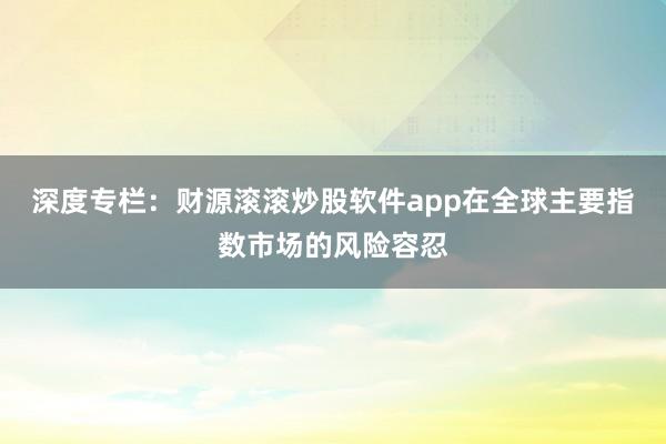 深度专栏：财源滚滚炒股软件app在全球主要指数市场的风险容忍