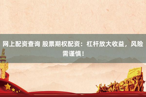 网上配资查询 股票期权配资：杠杆放大收益，风险需谨慎！
