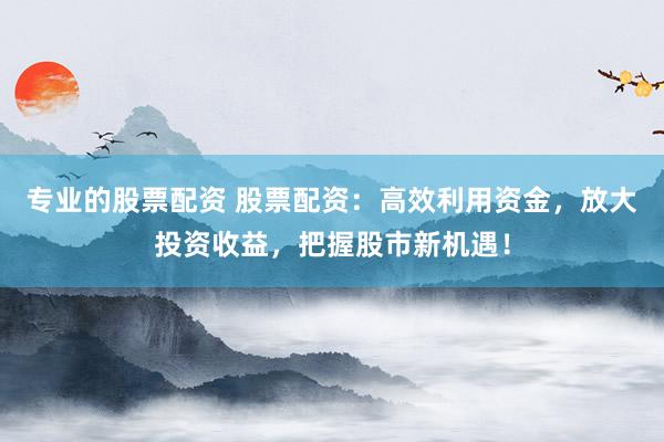 专业的股票配资 股票配资：高效利用资金，放大投资收益，把握股市新机遇！